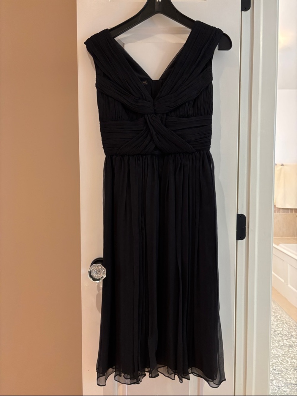 Like New | Burberry Black Twist-Front Silk Chiffon Dress